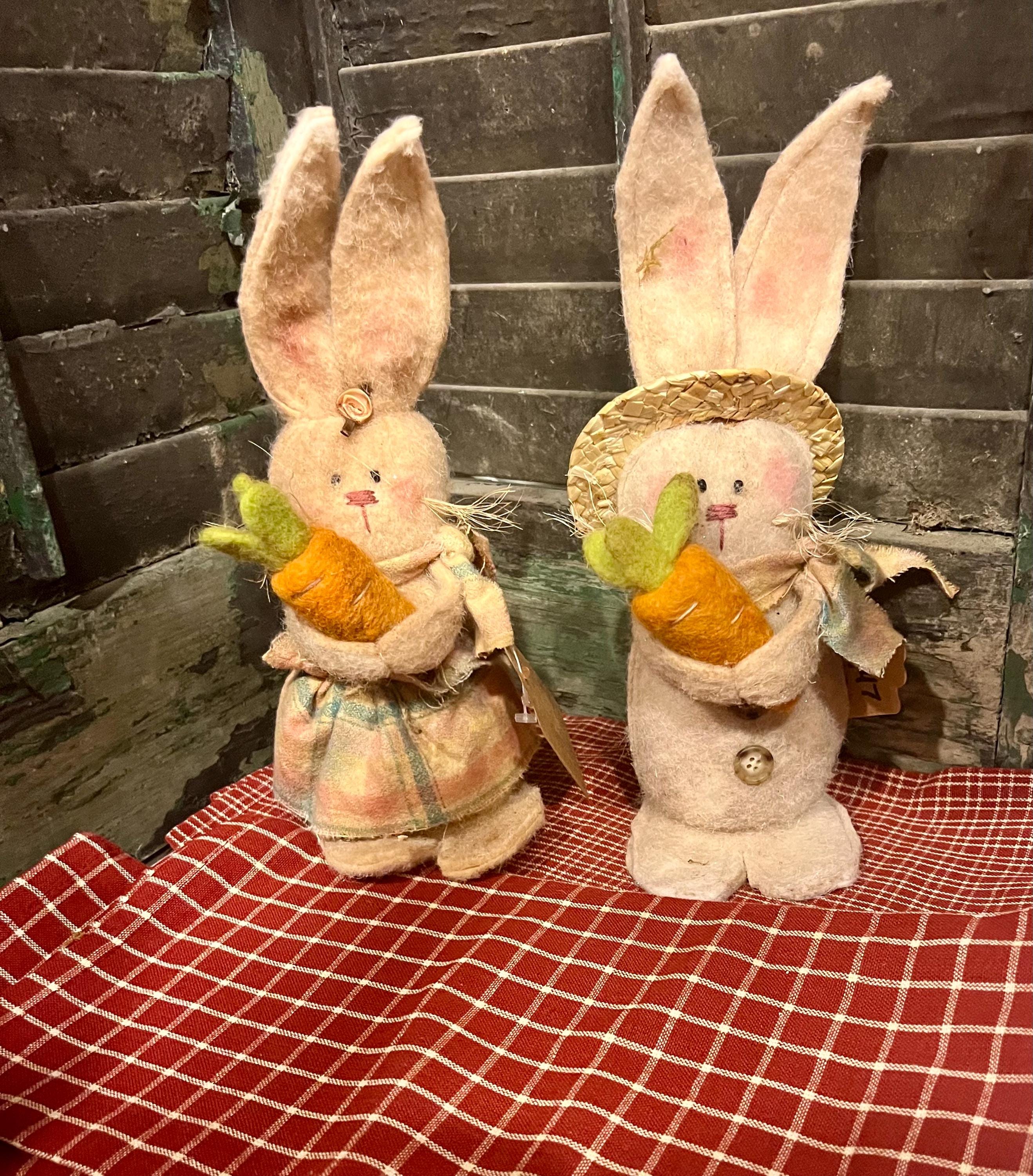 primitive grubby handmade bunny doll for spring