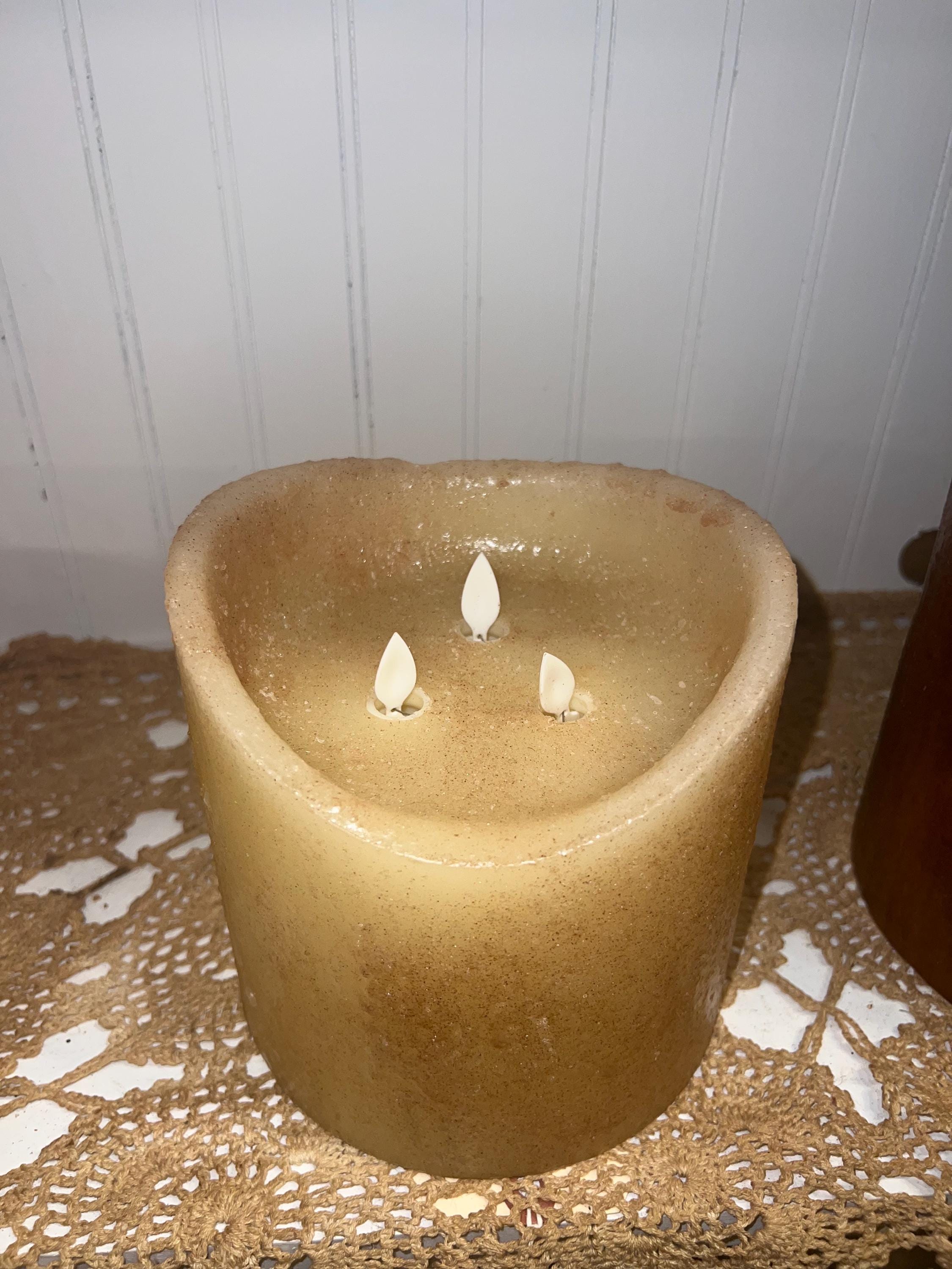 6"x6" triple flame moving flame timer candle