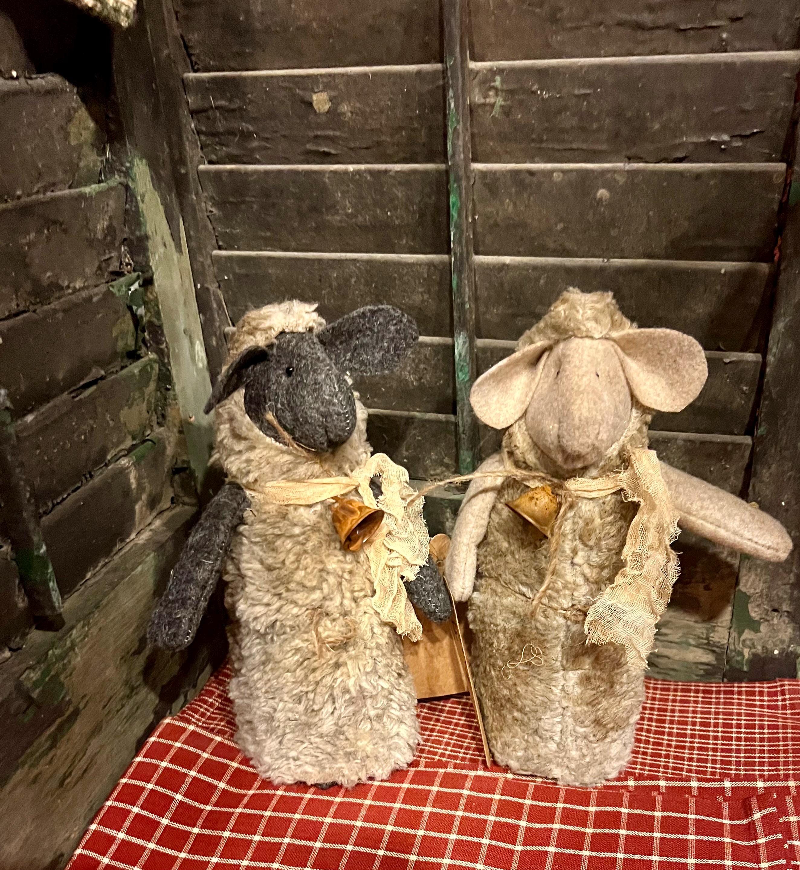 primitive grubby handmade sheep doll