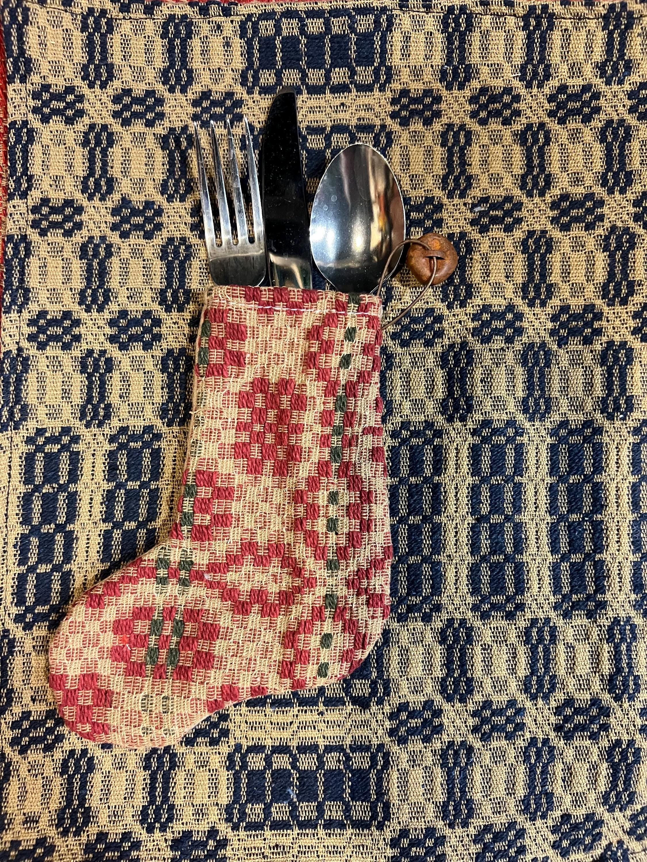 6-1/2"x5” coverlet primitive stocking