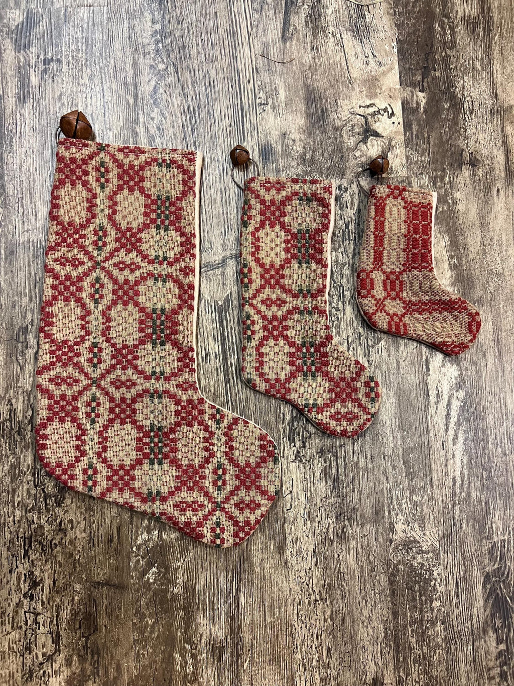 6-1/2"x5” coverlet primitive stocking