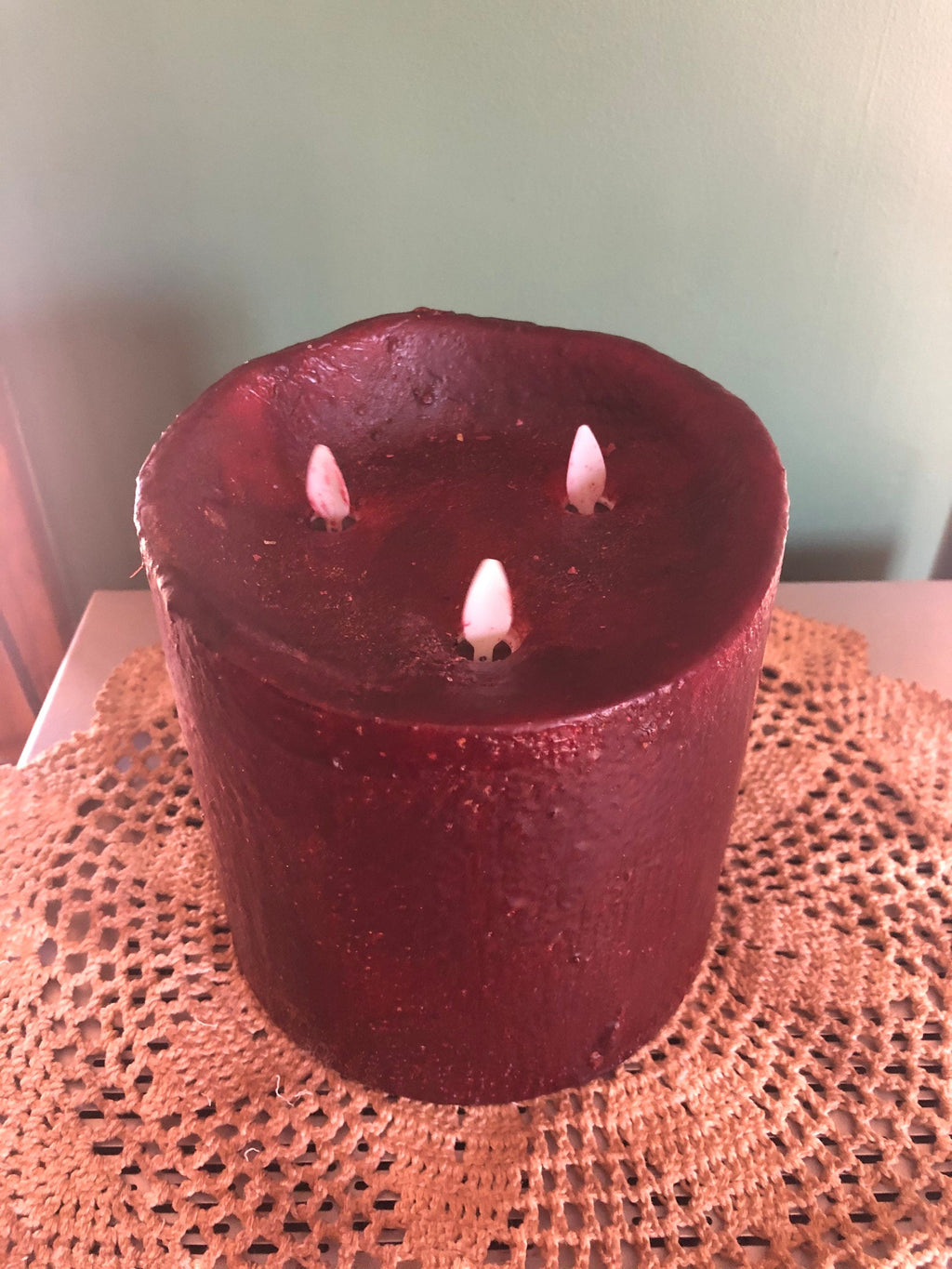6"x6" triple flame moving flame timer candle