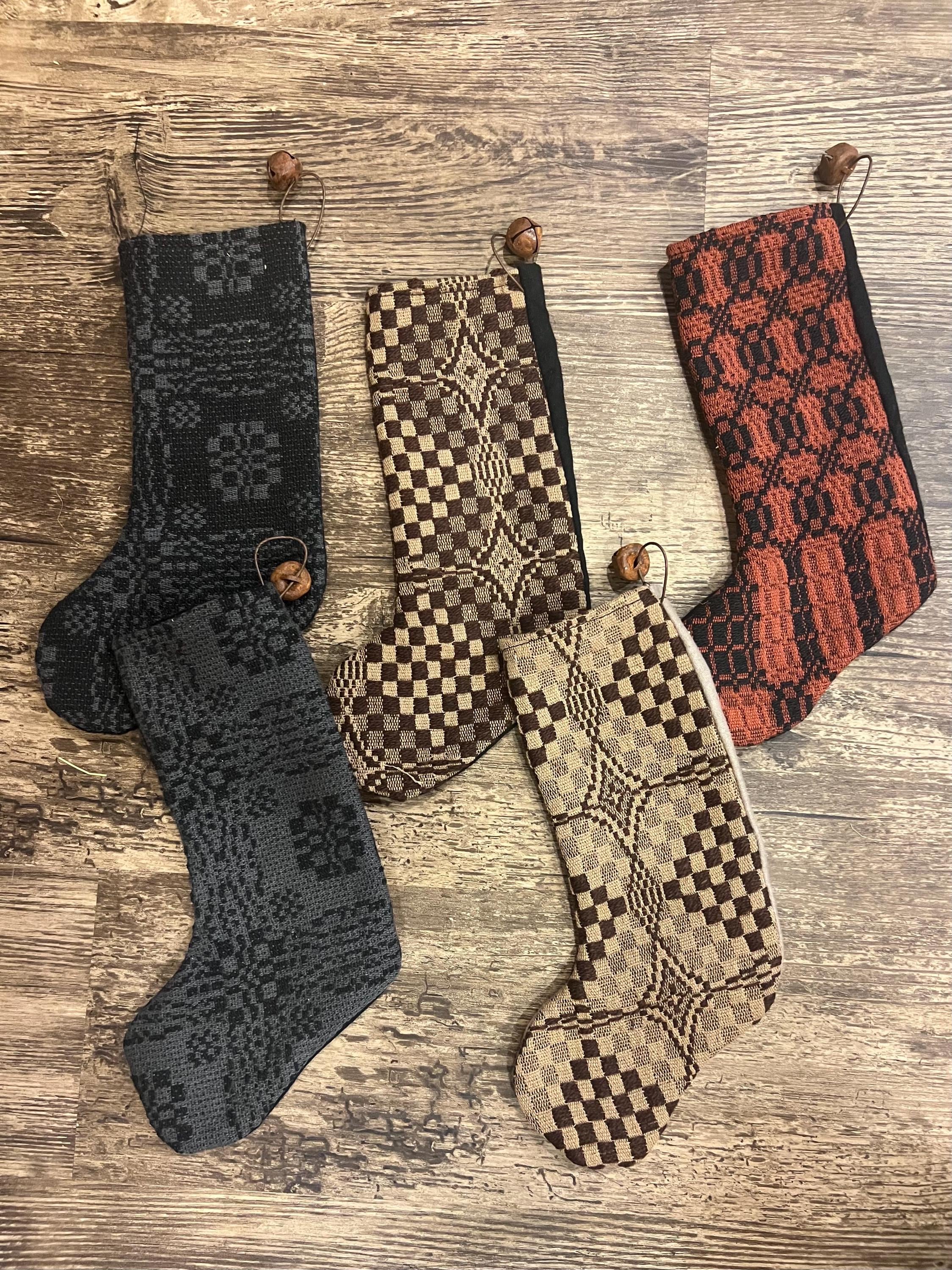 6-1/2"x5” coverlet primitive stocking