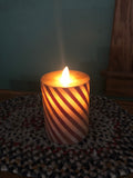 3"x4” Moving flame battery operated timer spiral candy cane pillar