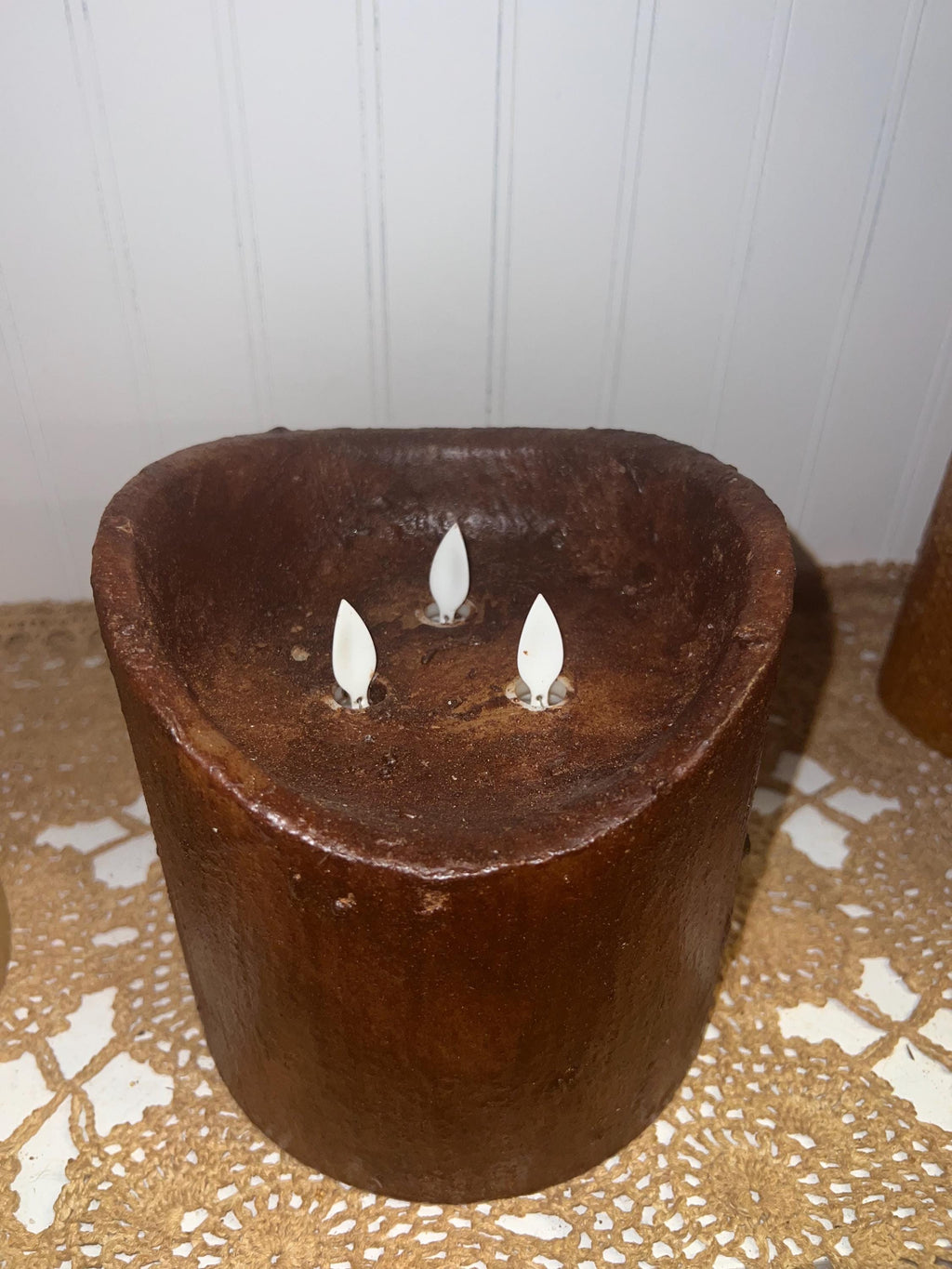 6"x6" triple flame moving flame timer candle