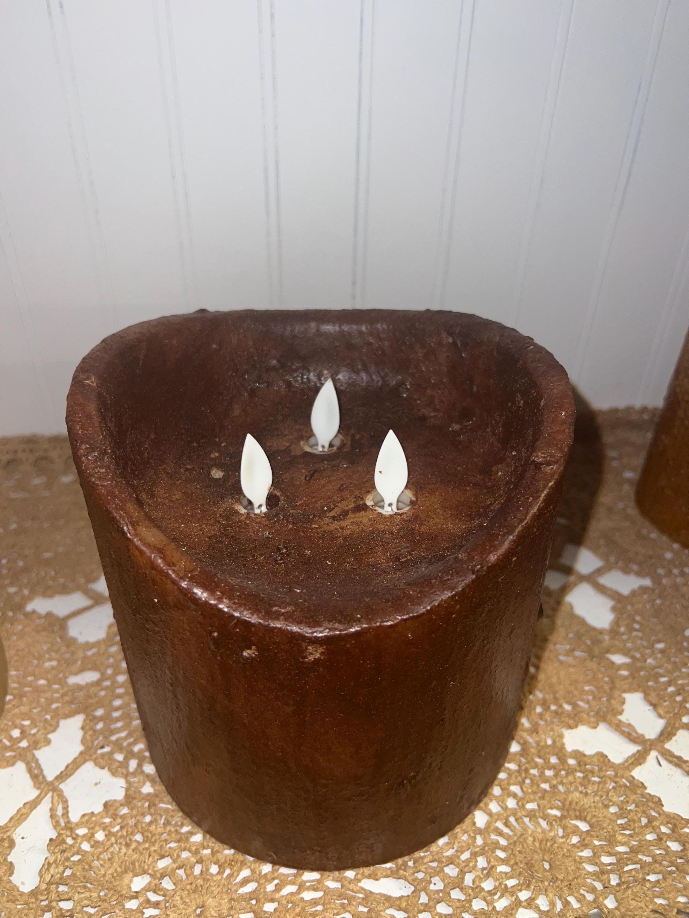 6"x6" triple flame moving flame timer candle