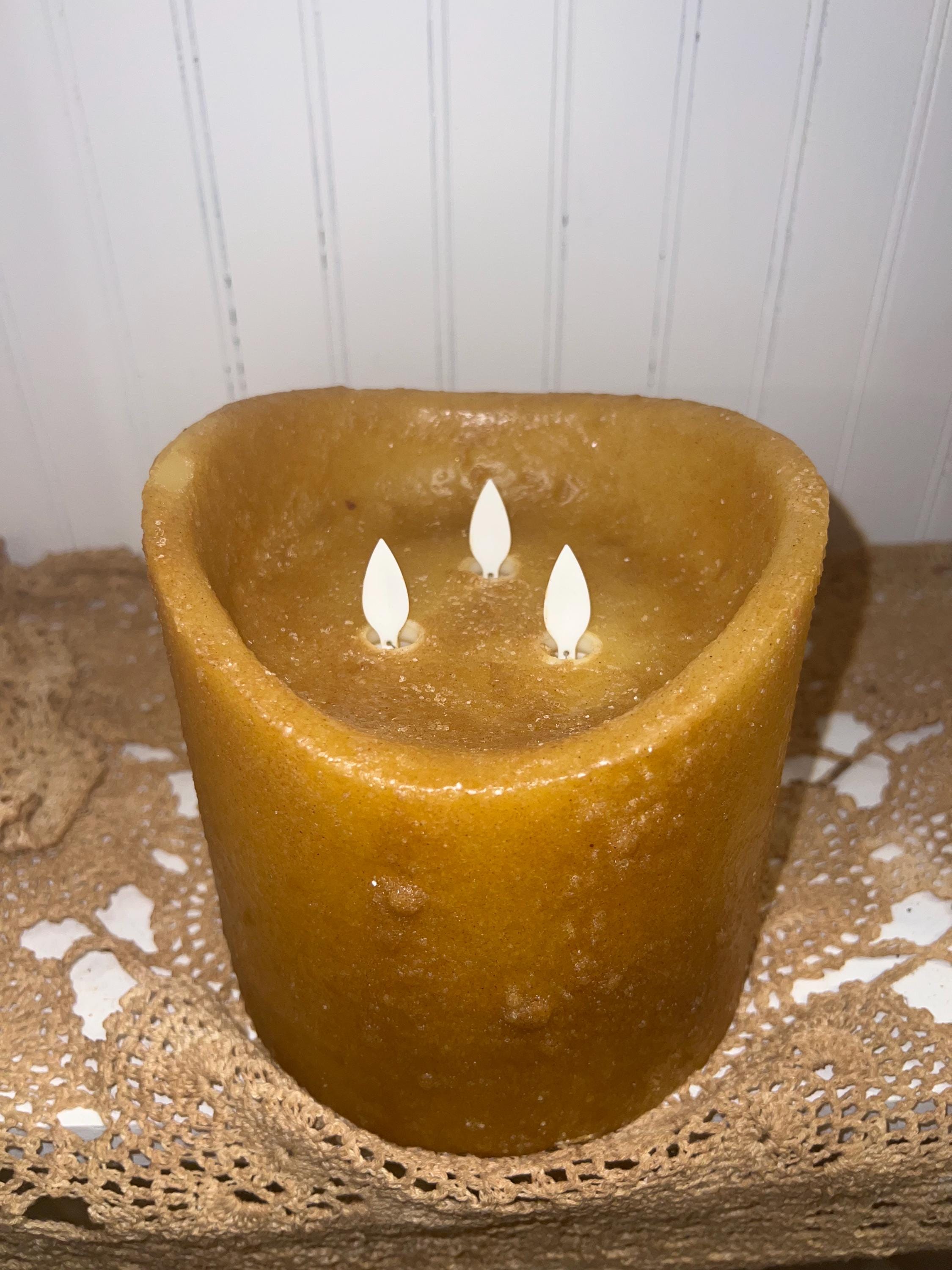 6"x6" triple flame moving flame timer candle