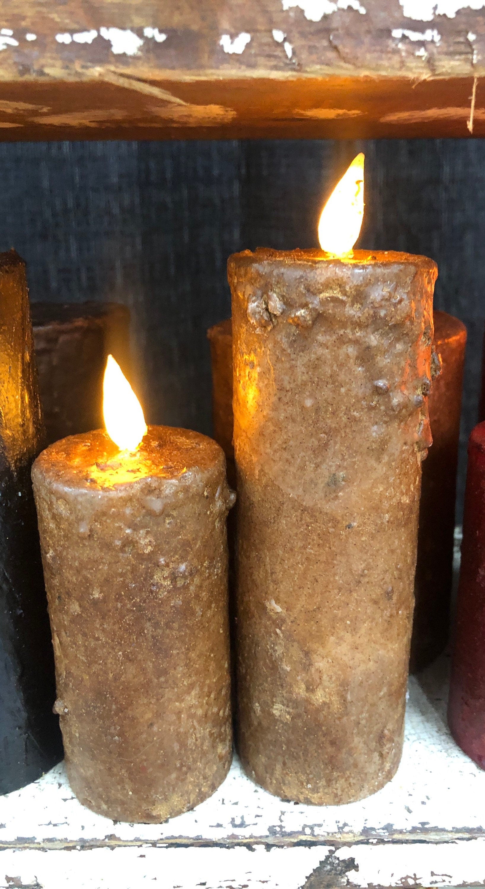 2"x6” Battery operated timer glow candle