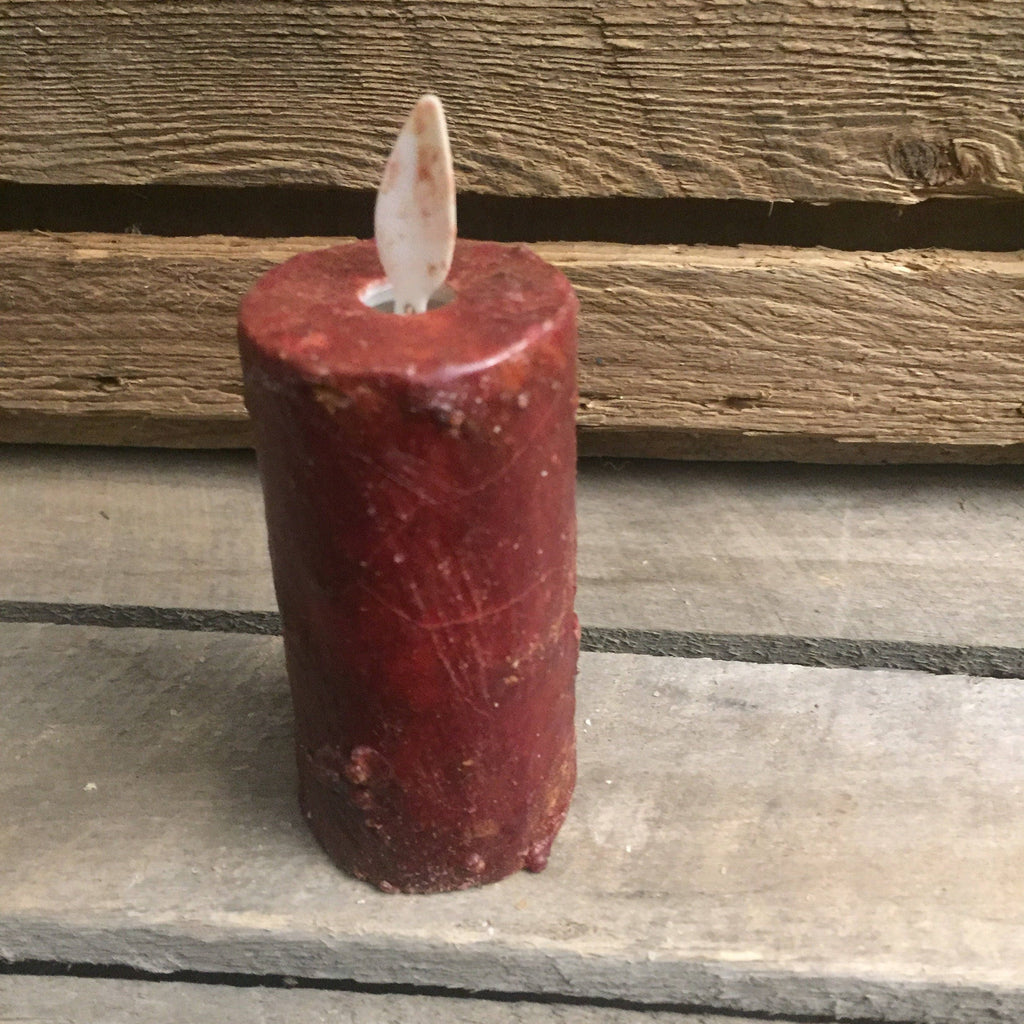 1.5"x4" Moving flame flat top battery operated timer votive