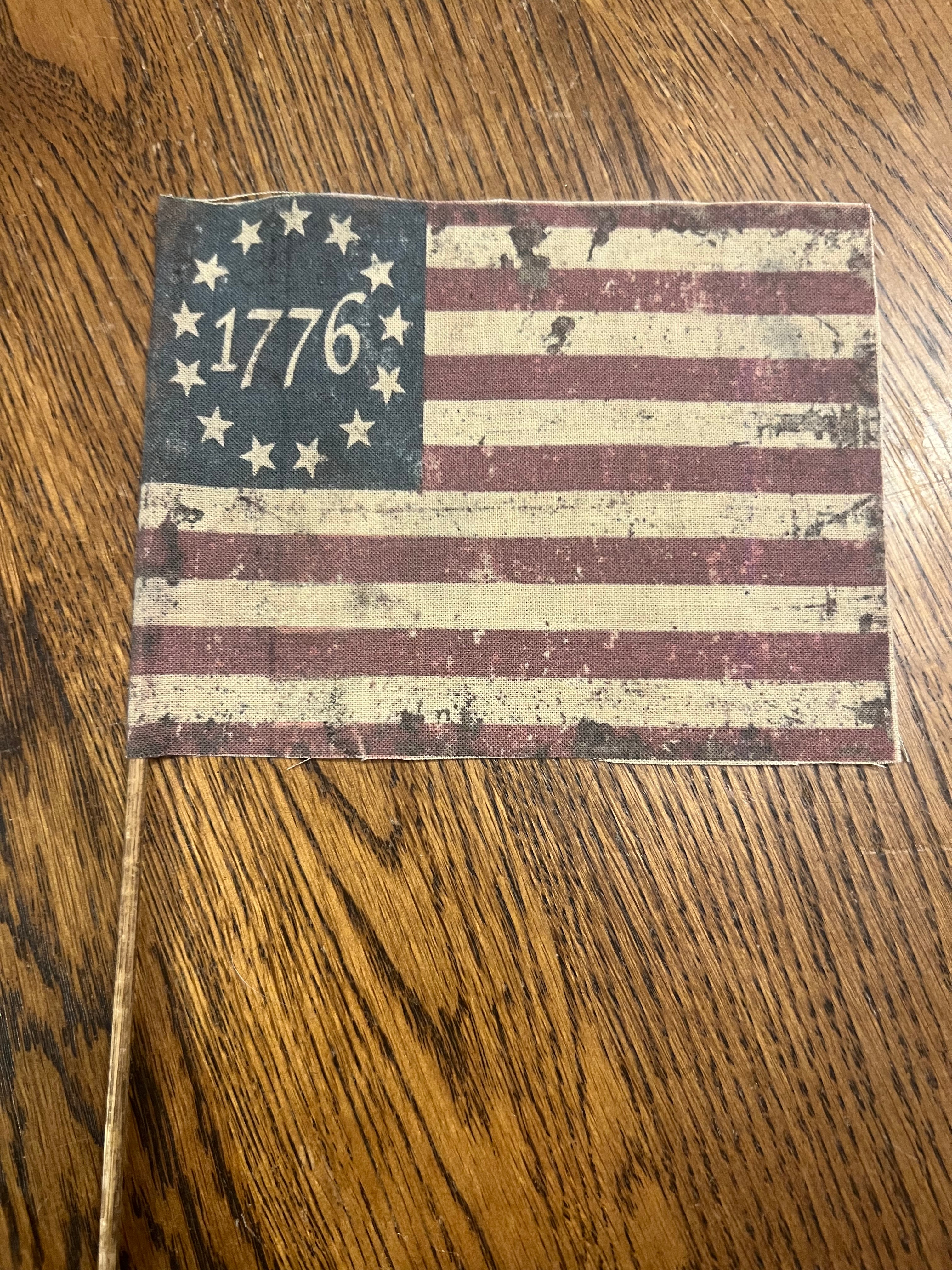 Primitive hand made small dyed flags, set of 6