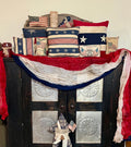 Primitive hand dyed  Red White and Blue Gauze Table Cloth Patriotic Memorial Day Cheesecloth Americana Runners for Independence day