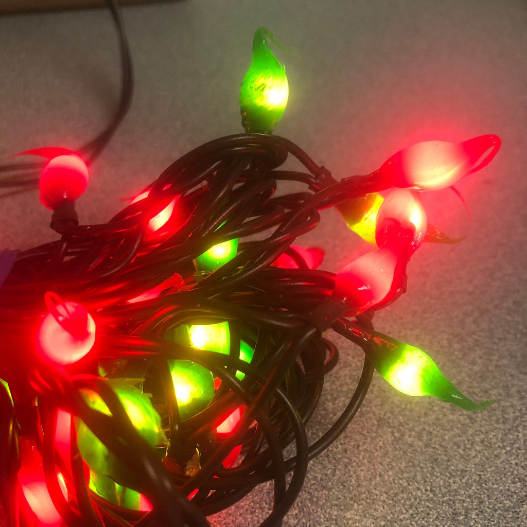 Battery operated timer hand dipped rice lights "red & green"