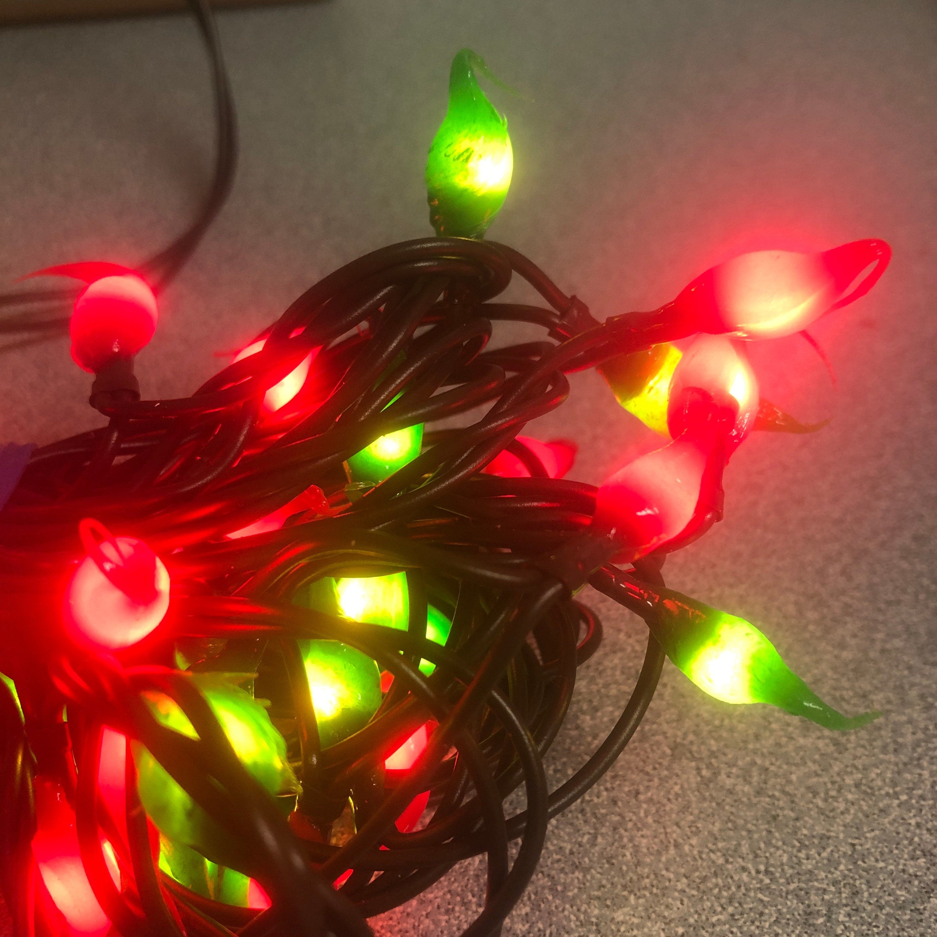 Battery operated timer hand dipped rice lights "red & green"
