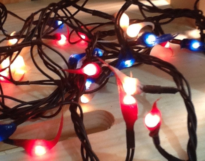 Electric hand dipped rice lights "red, white, and blue"