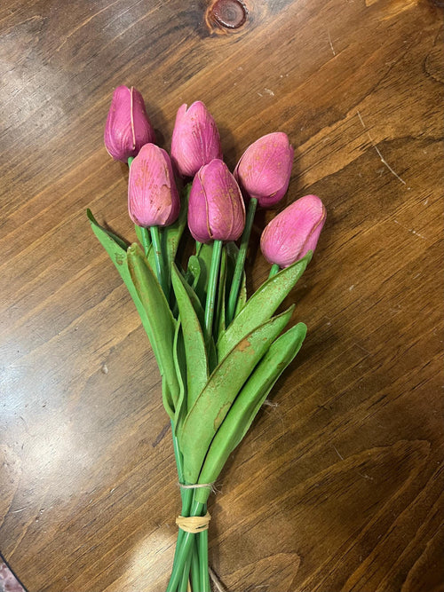 12” primitive grungy spring dyed set of tulips or daffodils