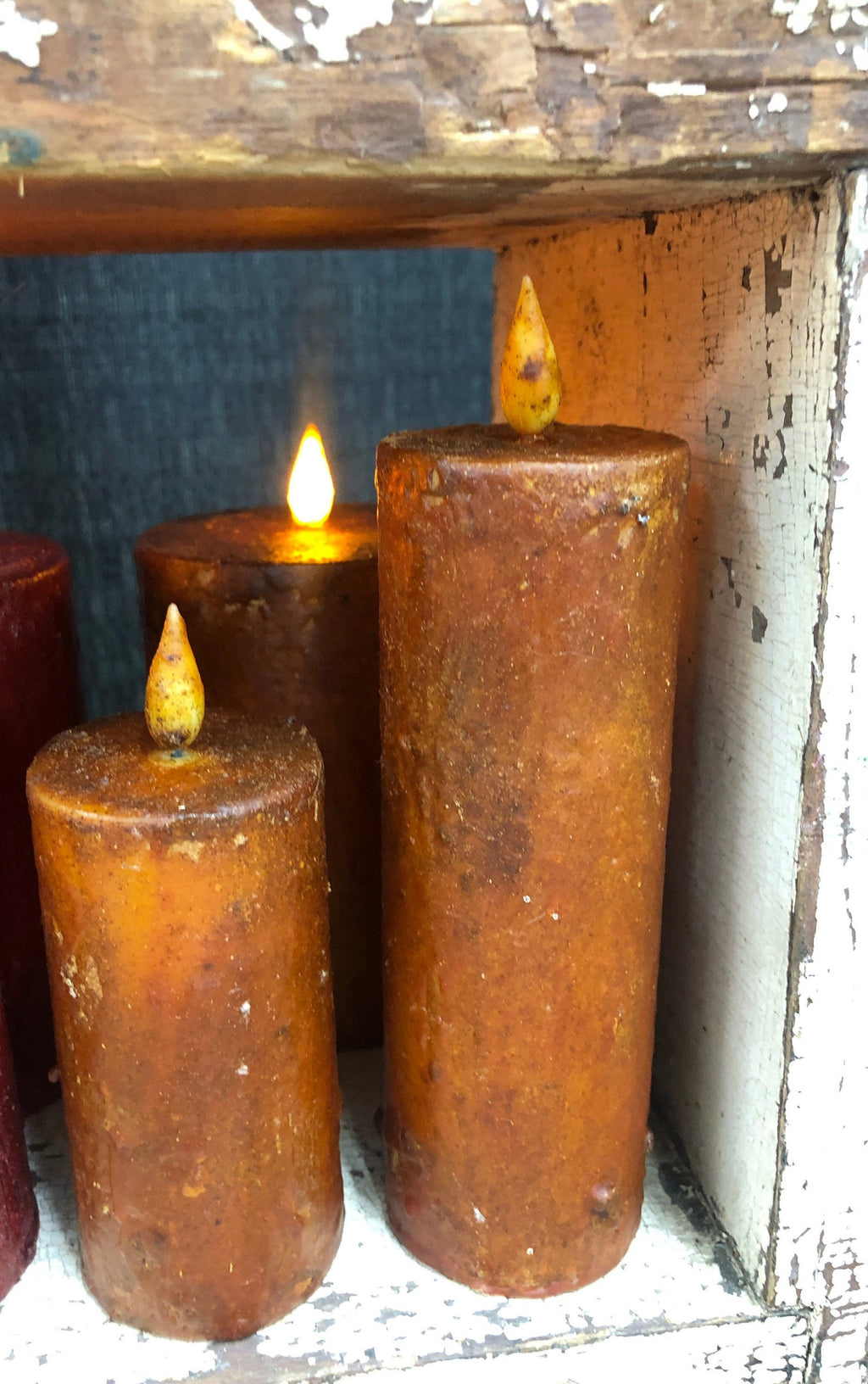 2"x6” Battery operated timer glow candle