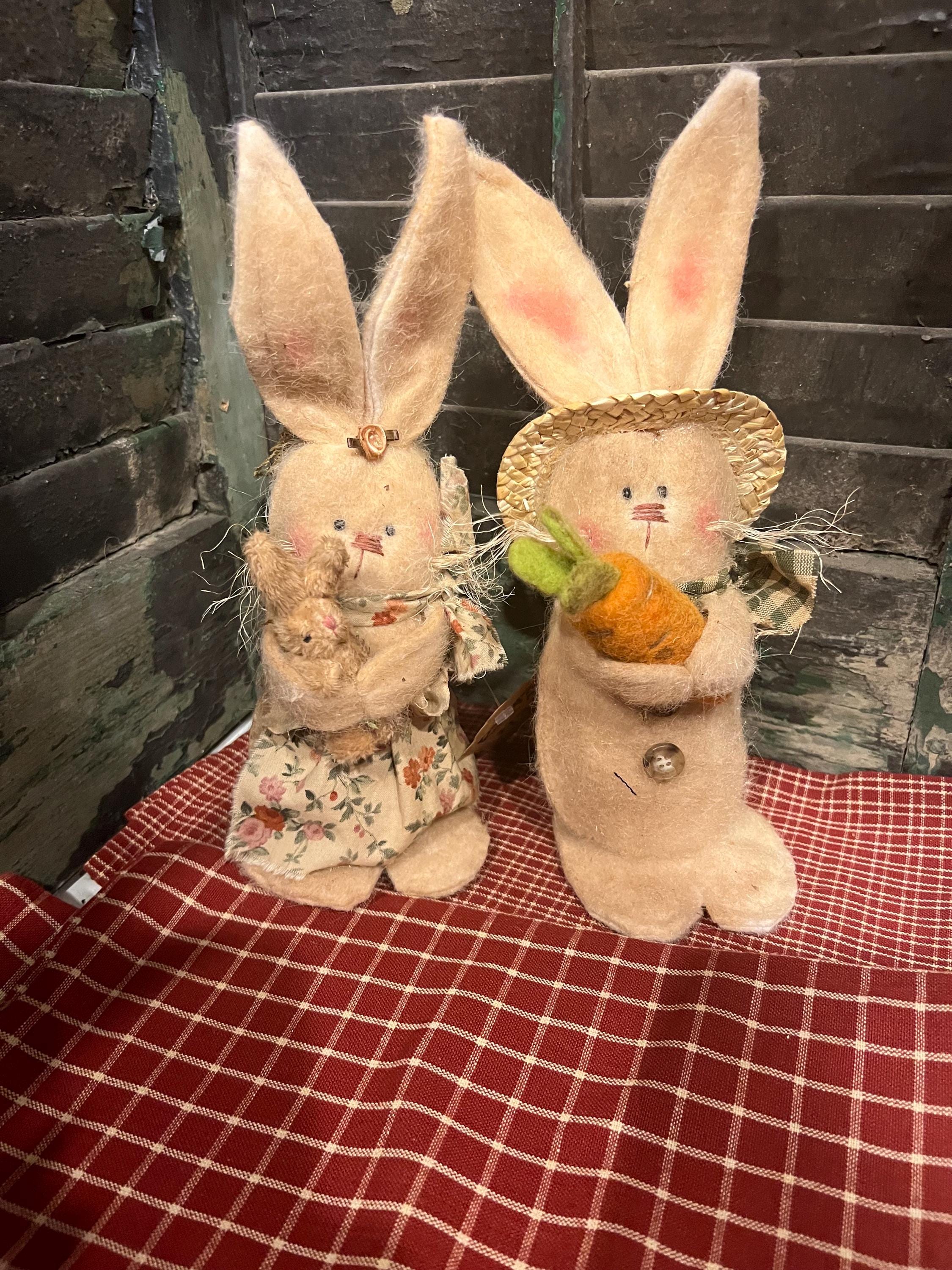 primitive grubby handmade bunny doll for spring