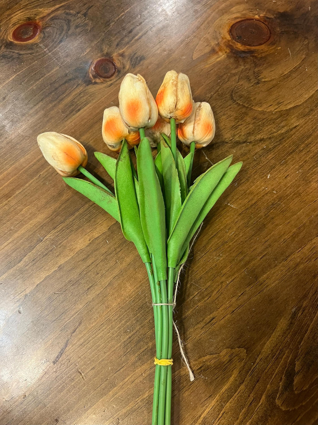 12” primitive grungy spring dyed set of tulips or daffodils