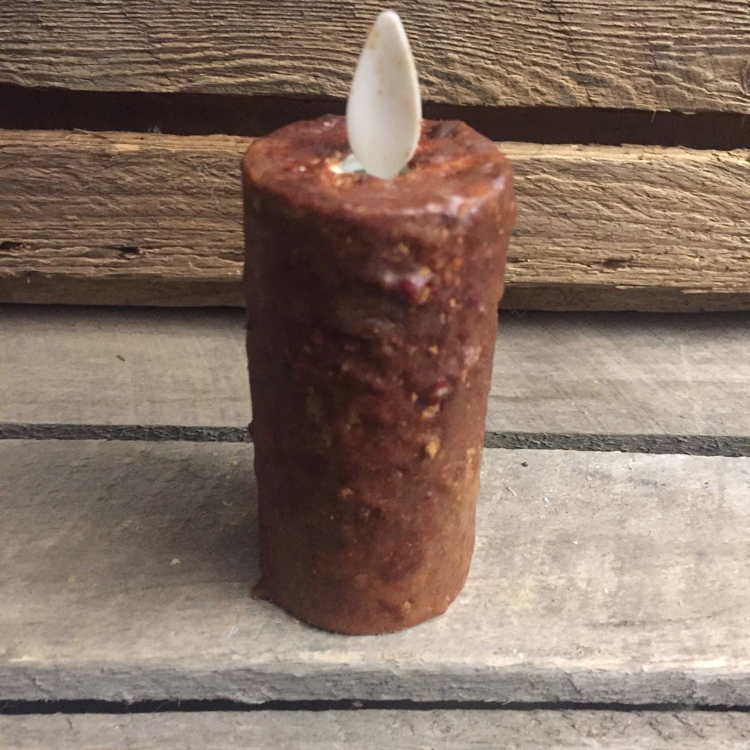1.5"x4" Moving flame flat top battery operated timer votive