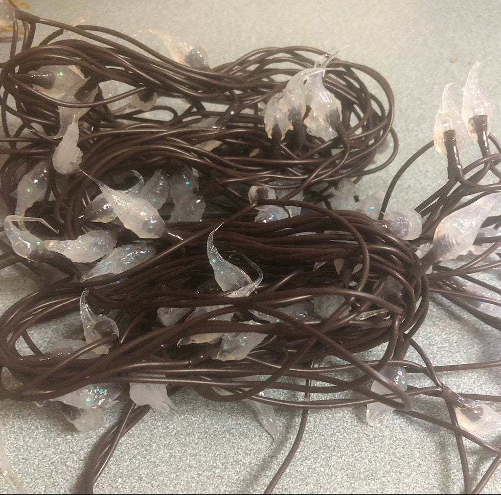 Battery operated timer hand dipped rice lights "clear"