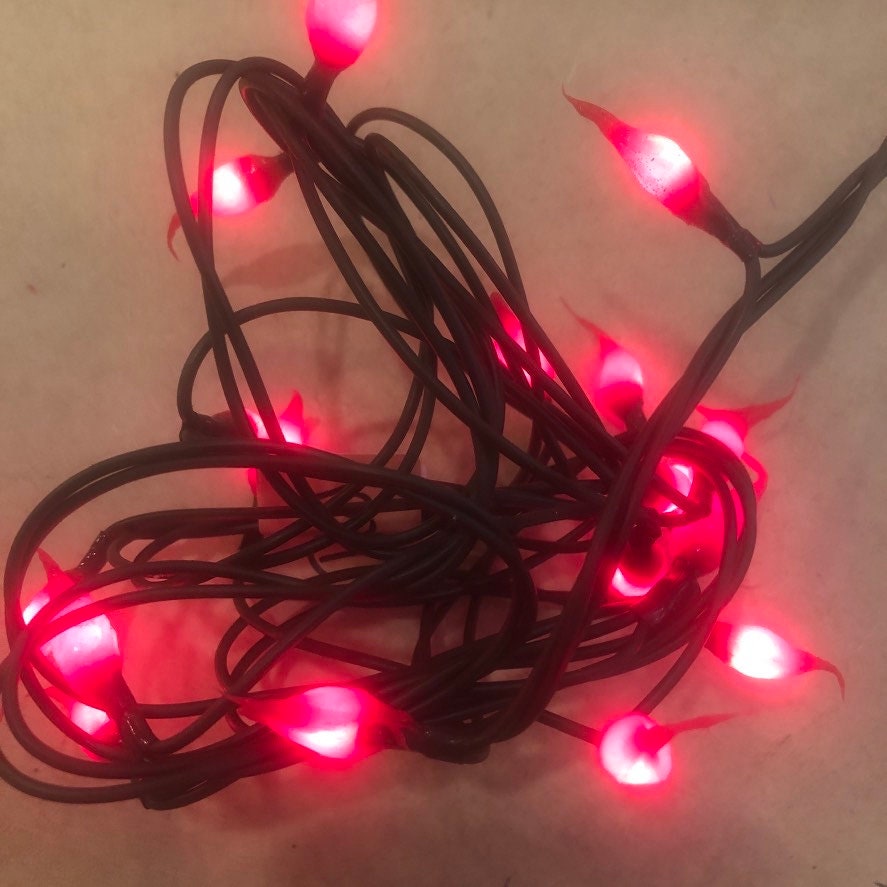 Battery operated timer hand dipped rice lights “fire red”